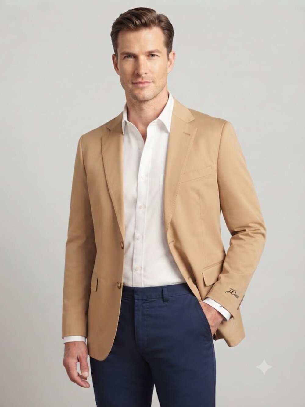 J. Crew Men’s Thompson Slim Fit Cotton Blazer Khaki Tan Size 34R NWOT